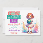 Bowling Party Girl's Anime Verjaardag Uitnodiging (Voorkant)