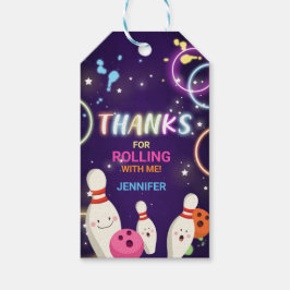 Bowling Party Glow Girl Birthday Dank je Label Cadeaulabel