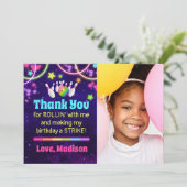 Bowling Party - Hartelijk dank - Kaart met foto (Staand voorkant)