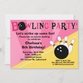 Bowling Party Invitation Girls Bowl Party Kaart (Voorkant)