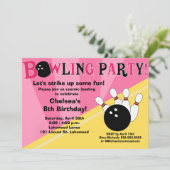 Bowling Party Invitation Girls Bowl Party Kaart (Staand voorkant)