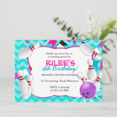 Bowling Party Invitation - GIRLS Kaart (Staand voorkant)