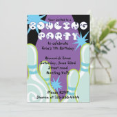 Bowling Party Invitation Happy Birthday Invite Boy Kaart (Staand voorkant)
