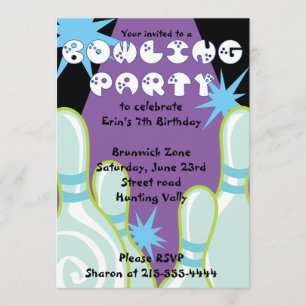 Bowling Party Invitation Happy Birthday Invite Boy Kaart