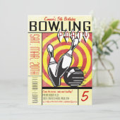 Bowling Party Invitation - Red Kaart (Staand voorkant)