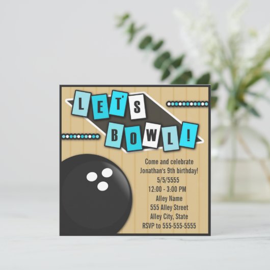 Bowling Party Kaart (Staand voorkant)