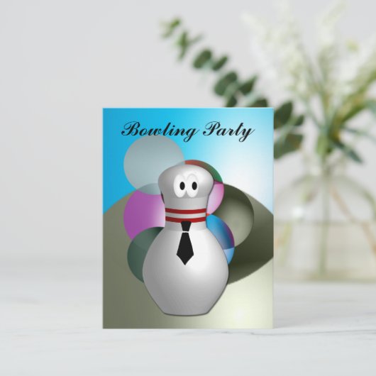 Bowling Party Kaart (Staand voorkant)