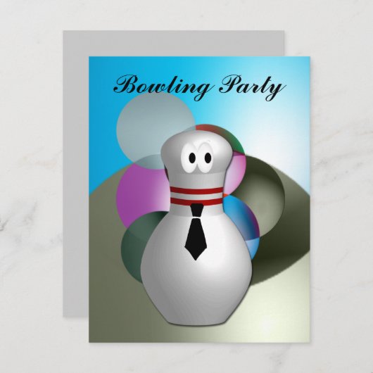 Bowling Party Kaart (Voorkant / Achterkant)