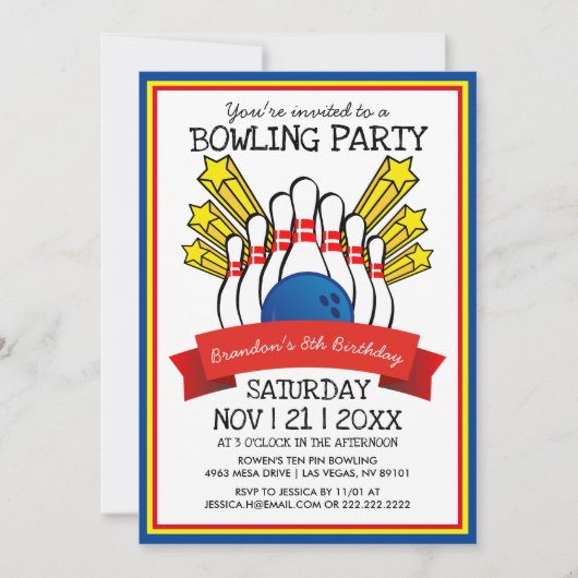 Bowling Party | Kinder geboortedag Kaart (Voorkant)