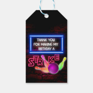Bowling Party, kosmische Bowling, Bowling-verjaard Cadeaulabel