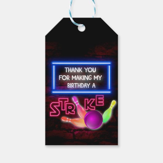 Bowling Party, kosmische Bowling, Bowling-verjaard Cadeaulabel (Voorkant)