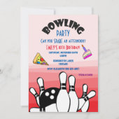 Bowling Party Nodig Bal en Pins Pizza en Taart uit Kaart (Voorkant)