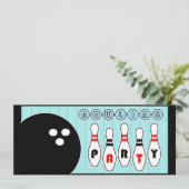 Bowling Party Pins uitnodiging (Staand voorkant)