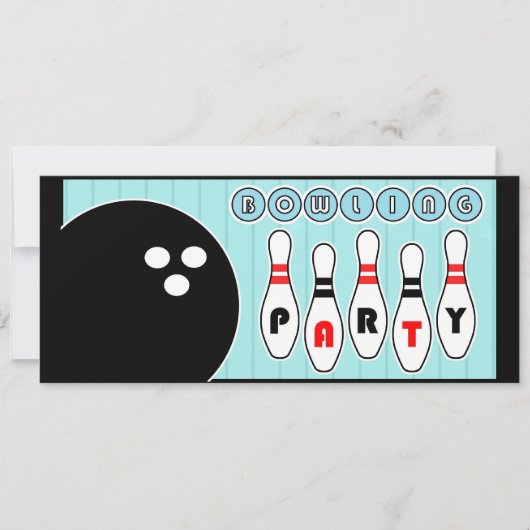 Bowling Party Pins uitnodiging (Voorkant)