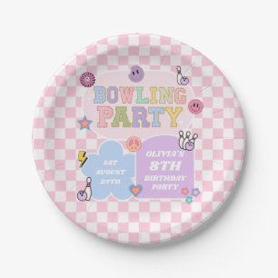 Bowling Party Preppy Varsity Patch Verjaardagsfees Papieren Bordje