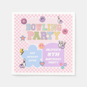 Bowling Party Preppy Varsity Patch Verjaardagsfees Servet (Voorkant)