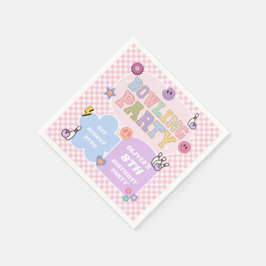 Bowling Party Preppy Varsity Patch Verjaardagsfees Servet (Hoek)