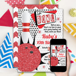 Bowling Party Retro Pin Up Tenpin Kaart