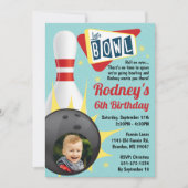 Bowling Party Retro Tenpin met Foto Kaart (Voorkant)
