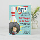 Bowling Party Retro Tenpin met Foto Kaart (Staand voorkant)