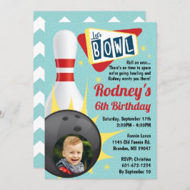 Bowling Party Retro Tenpin met Foto Kaart