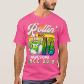 Bowling Party Rollin' 10 Geweldige 2015 10e verjaa T-shirt (Voorkant)