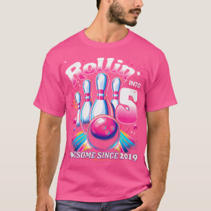 Bowling Party Rollin' 5 Geweldige 2019 5e verjaard T-shirt