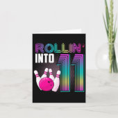 Bowling Party Rollin' Into 11 11th Verjaardag Meis Kaart (Voorkant)