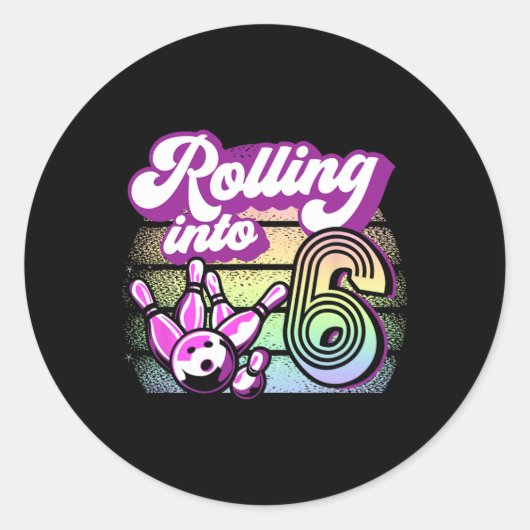 Bowling Party Rolling In 6 Bowling Verjaardag Ronde Sticker (Voorkant)