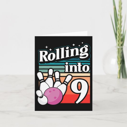 Bowling Party Rolling In 9 Bowling Verjaardag Kaart (Voorkant)