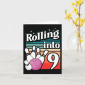 Bowling Party Rolling In 9 Bowling Verjaardag Kaart (Gele Bloem)