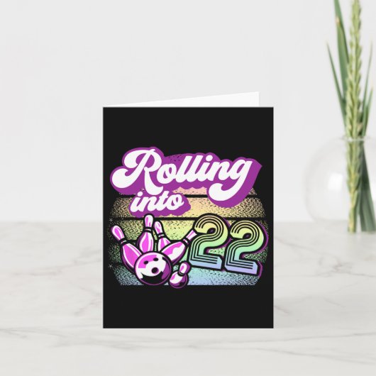 Bowling Party rolt naar 22 Bowling verjaardag Kaart (Voorkant)