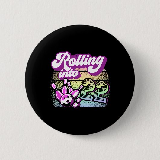 Bowling Party rolt naar 22 Bowling verjaardag Ronde Button 5,7 Cm (Voorkant)