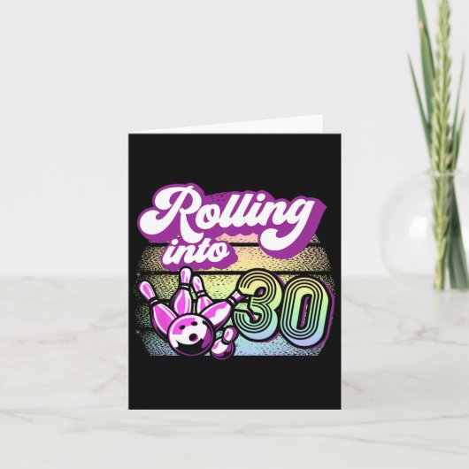 Bowling Party rolt naar 30 Bowling verjaardag Kaart (Voorkant)