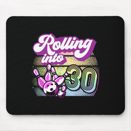 Bowling Party rolt naar 30 Bowling verjaardag Muismat (Voorkant)