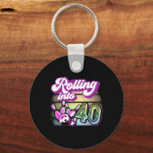 Bowling Party rolt naar 40 Bowling verjaardag Sleutelhanger (Voorkant)