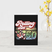 Bowling Party rolt naar 50 Bowling verjaardag Kaart (Gele Bloem)