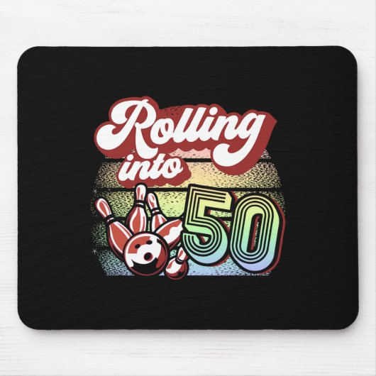 Bowling Party rolt naar 50 Bowling verjaardag Muismat (Voorkant)