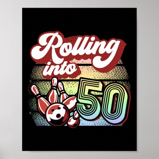 Bowling Party rolt naar 50 Bowling verjaardag Poster (Voorkant)
