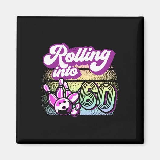 Bowling Party rolt naar 60 Bowling verjaardag Magneet (Voorkant)