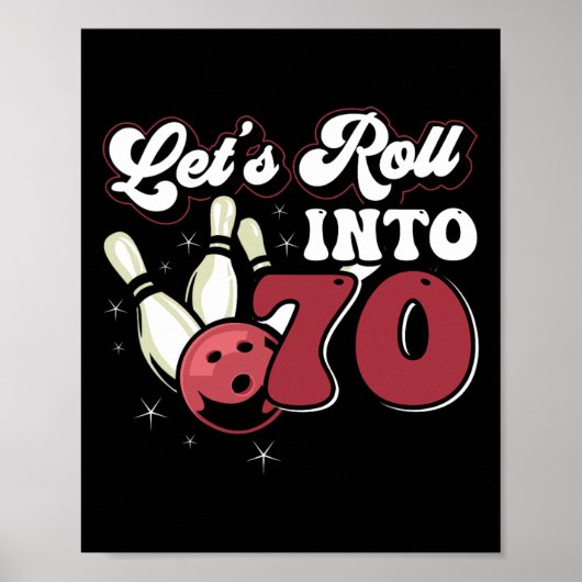 Bowling Party rolt naar 70 Bowling verjaardag Poster (Voorkant)
