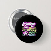 Bowling Party rolt naar 71 Bowling verjaardag Ronde Button 5,7 Cm (Voorkant /achterkant)