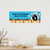 Bowling Party Stippen & Stripes Retro Birthday Ban Poster (Keuken)