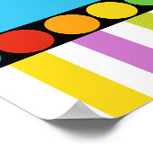 Bowling Party Stippen & Stripes Retro Birthday Ban Poster (Hoek)