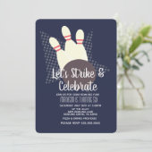 Bowling Party Strike en Celebrate Birthday Party Kaart (Staand voorkant)