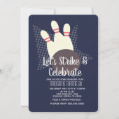 Bowling Party Strike en Celebrate Birthday Party Kaart (Voorkant)