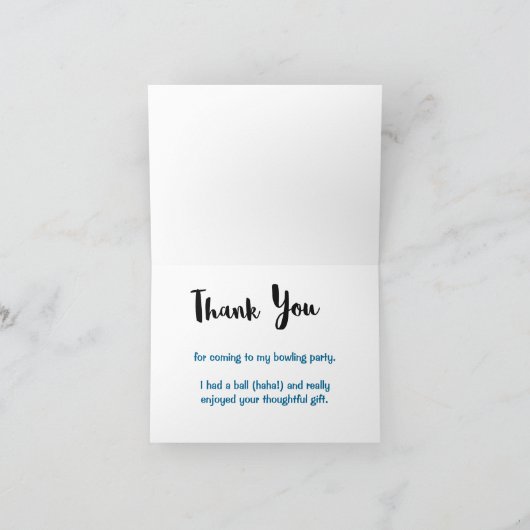 Bowling Party Thank You with Bowling Pins and Ball Bedankkaart (Binnen)