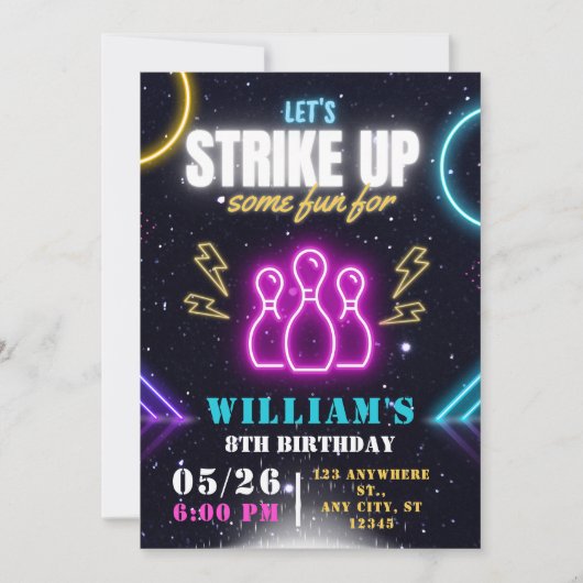 Bowling Party uitnodiging, jongen bowling verjaard Kaart (Voorkant)