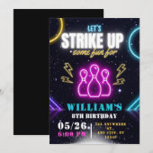 Bowling Party uitnodiging, jongen bowling verjaard Kaart (Voorkant / Achterkant)