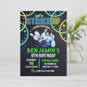 Bowling Party Uitnodiging jongens Strike Up Some F (Staand voorkant)